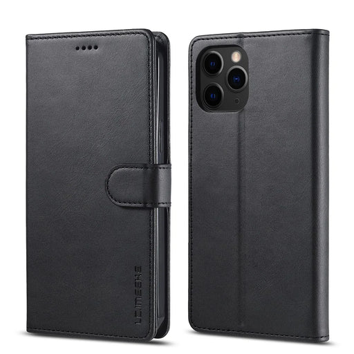 LC.IMEEKE Leather Wallet Stand Cover Cell Phone Shell for iPhone 12 mini - Black - 1