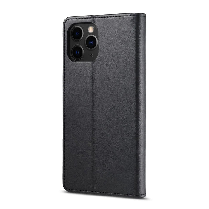 LC.IMEEKE Leather Wallet Stand Cover Cell Phone Shell for iPhone 12 mini - Black - 3