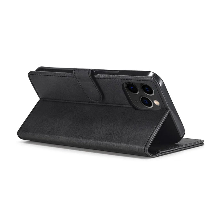 LC.IMEEKE Leather Wallet Stand Cover Cell Phone Shell for iPhone 12 mini - Black - 4