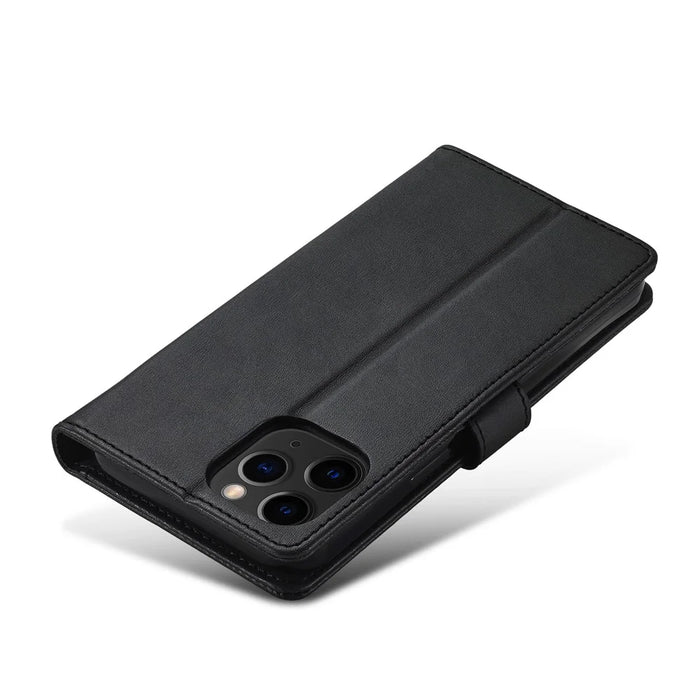 LC.IMEEKE Leather Wallet Stand Cover Cell Phone Shell for iPhone 12 mini - Black - 5