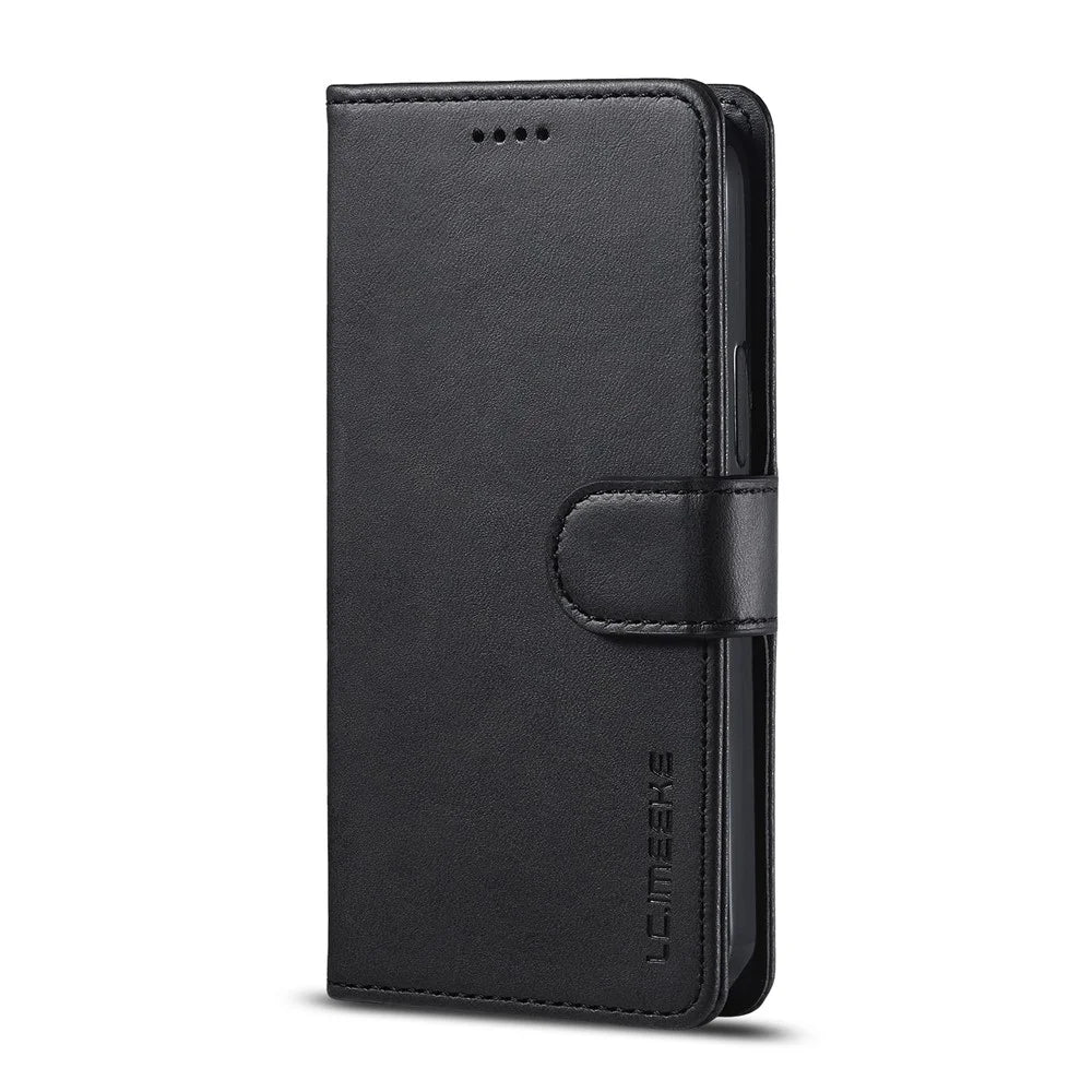 LC.IMEEKE Card Holder Leather Wallet Stand Cover Phone Case for iPhone 12 Pro 6.1 inch - Black - 2