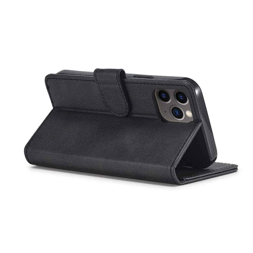 LC.IMEEKE Card Holder Leather Wallet Stand Cover Phone Case for iPhone 12 Pro 6.1 inch - Black - 4