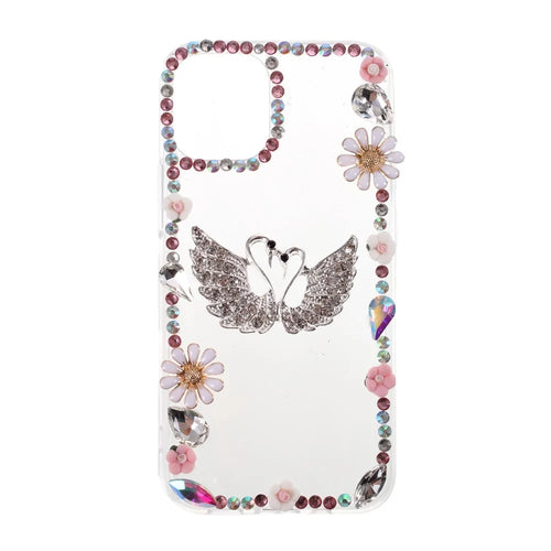Rhinestone Decoration TPU Cover for iPhone 12 Pro/12 - Swan - 1