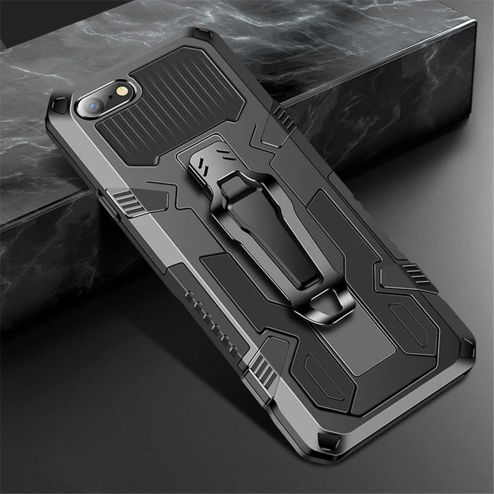 Plastic + TPU Hybrid Case with Kickstand for iPhone SE (2020)/SE (2022)/8/7 - Black - 1