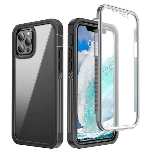 For iPhone 12 6.1 inch/12 Pro 6.1 inch Shockproof All-inclusive PC Hard Phone Case Cover Built-in PET Screen Film - 1