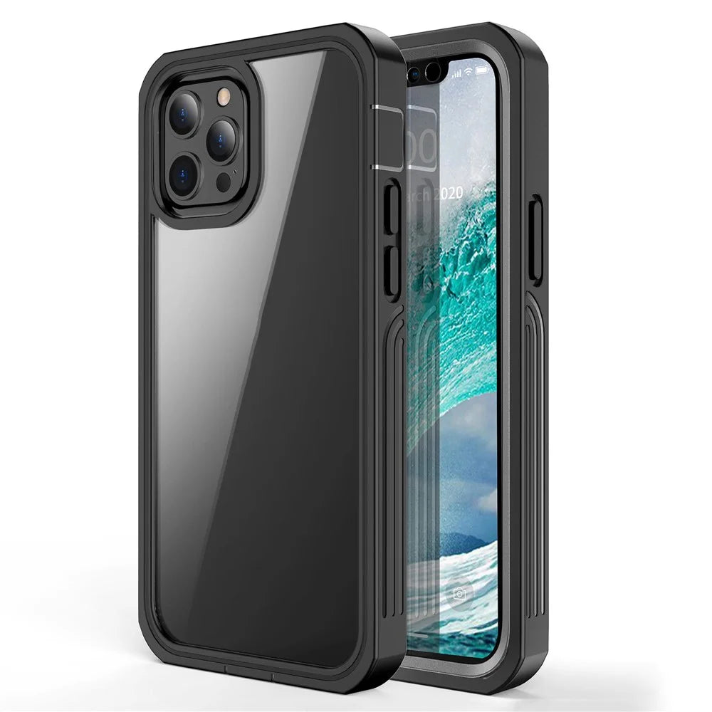 For iPhone 12 6.1 inch/12 Pro 6.1 inch Shockproof All-inclusive PC Hard Phone Case Cover Built-in PET Screen Film - 2