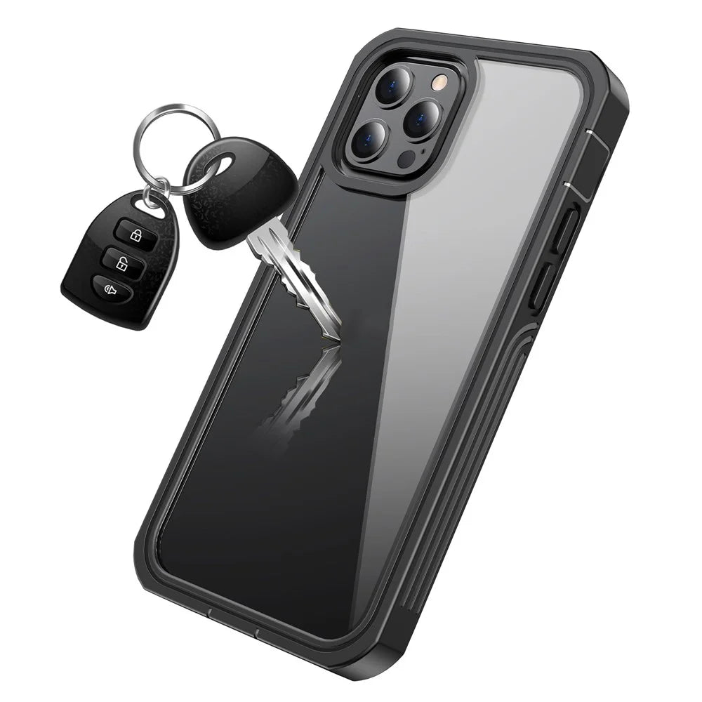 For iPhone 12 6.1 inch/12 Pro 6.1 inch Shockproof All-inclusive PC Hard Phone Case Cover Built-in PET Screen Film - 5
