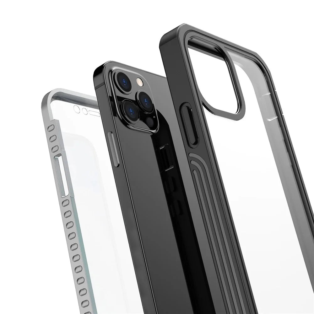 For iPhone 12 6.1 inch/12 Pro 6.1 inch Shockproof All-inclusive PC Hard Phone Case Cover Built-in PET Screen Film - 7