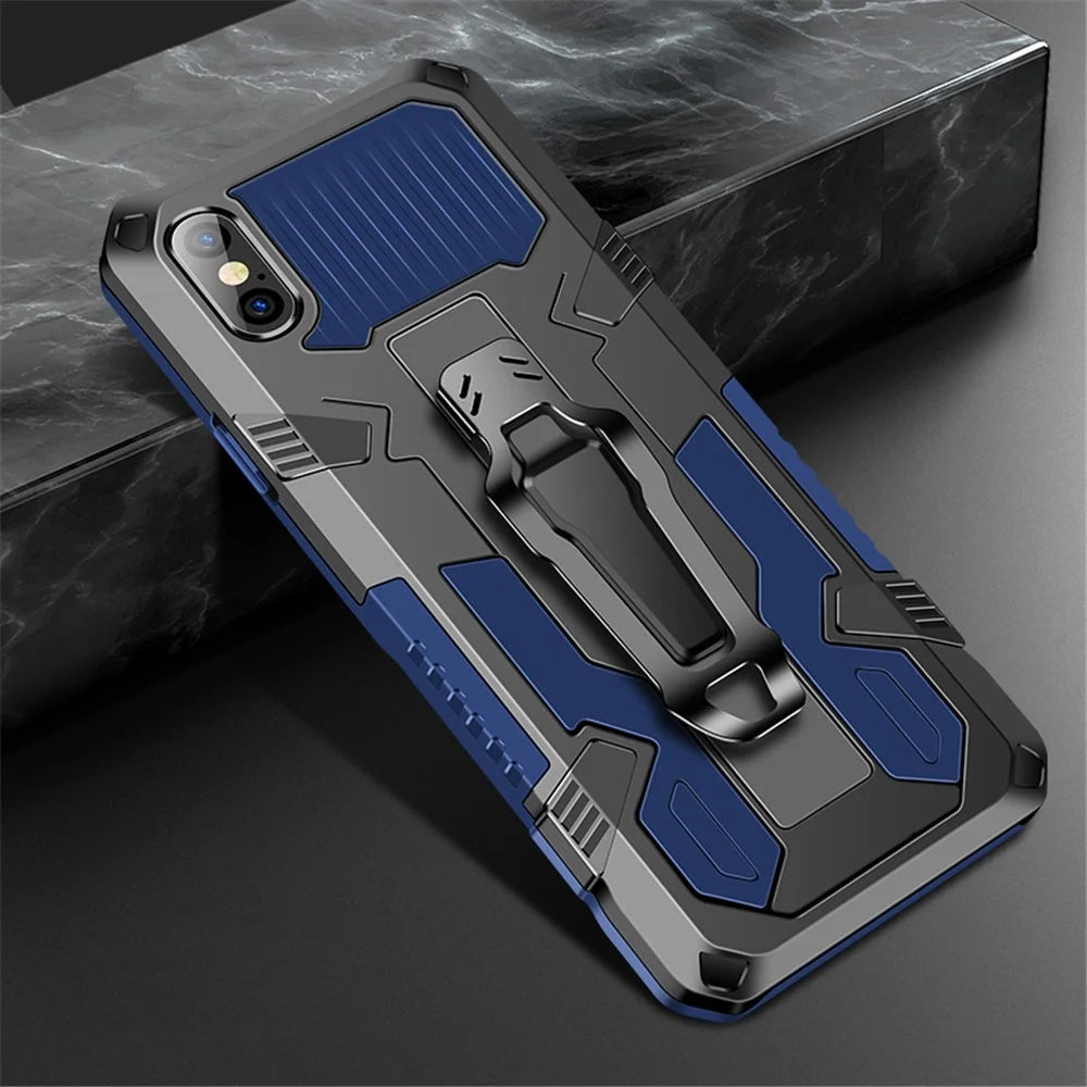 Plastic + TPU Hybrid Phone Case with Kickstand for iPhone XS / X 5.8-inch - Blue - 1