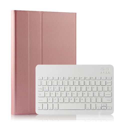 For iPad mini (2019) 7.9 inch / mini 4 Leather Stand Tablet Case with Detachable Magnetic Wireless Keyboard (Without Touchpad) - Rose Gold - 1