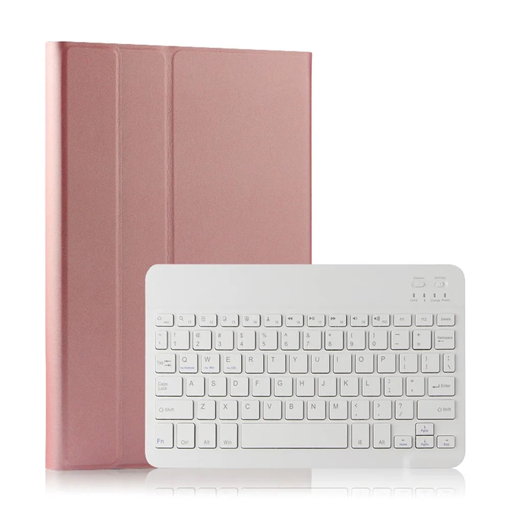 For iPad mini (2019) 7.9 inch / mini 4 Leather Stand Tablet Case with Detachable Magnetic Wireless Keyboard (Without Touchpad) - Rose Gold - 1