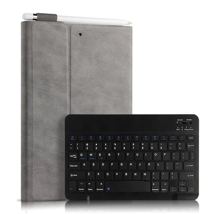 Bluetooth-compatible Keyboard Leather Stand Case Cover for iPad 10.2 (2021)/(2020)/(2019) - Grey / Black - 1