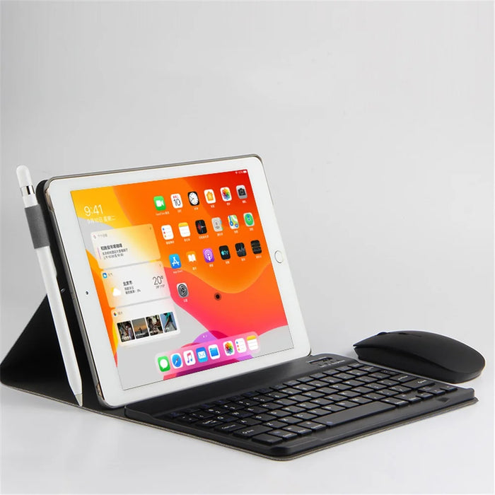 Bluetooth-compatible Keyboard Leather Stand Case Cover for iPad 10.2 (2021)/(2020)/(2019) - Grey / Black - 2
