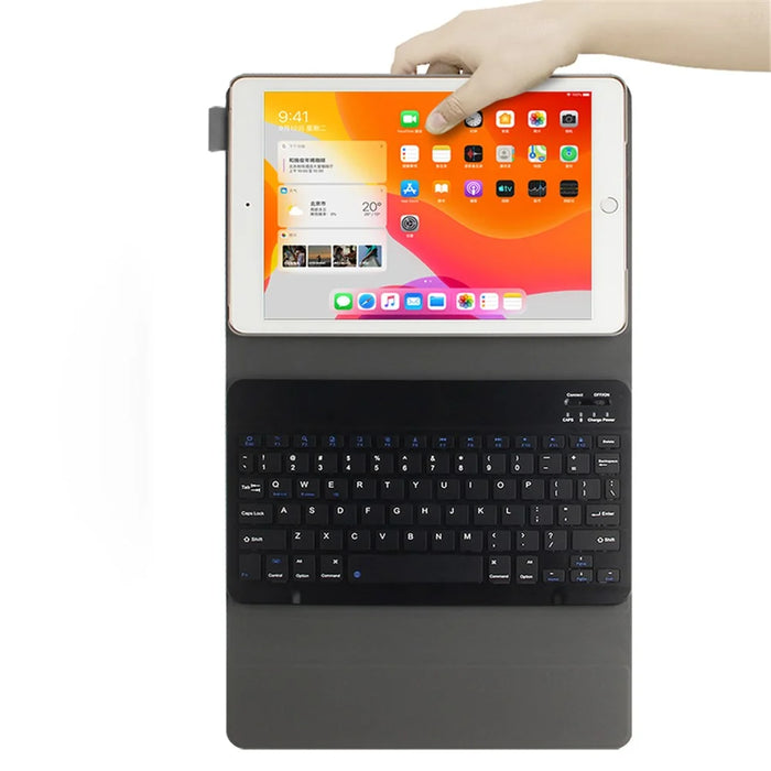 Bluetooth-compatible Keyboard Leather Stand Case Cover for iPad 10.2 (2021)/(2020)/(2019) - Grey / Black - 3