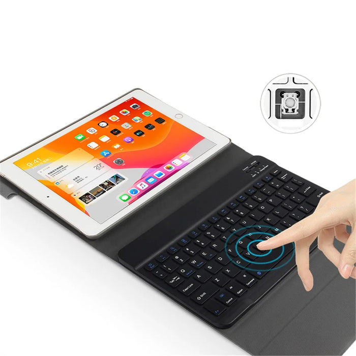 Bluetooth-compatible Keyboard Leather Stand Case Cover for iPad 10.2 (2021)/(2020)/(2019) - Grey / Black - 7