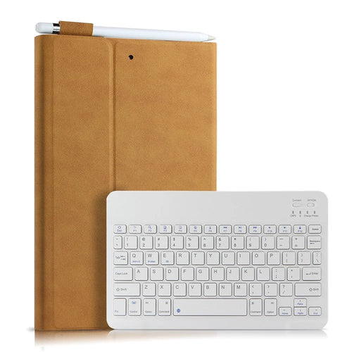 Detachable 2 in 1 Bluetooth-compatible Keyboard Tablet Protective Case for iPad Air 10.5 inch (2019)/Pro 10.5-inch (2017) - Brown/White Keyboard - 1