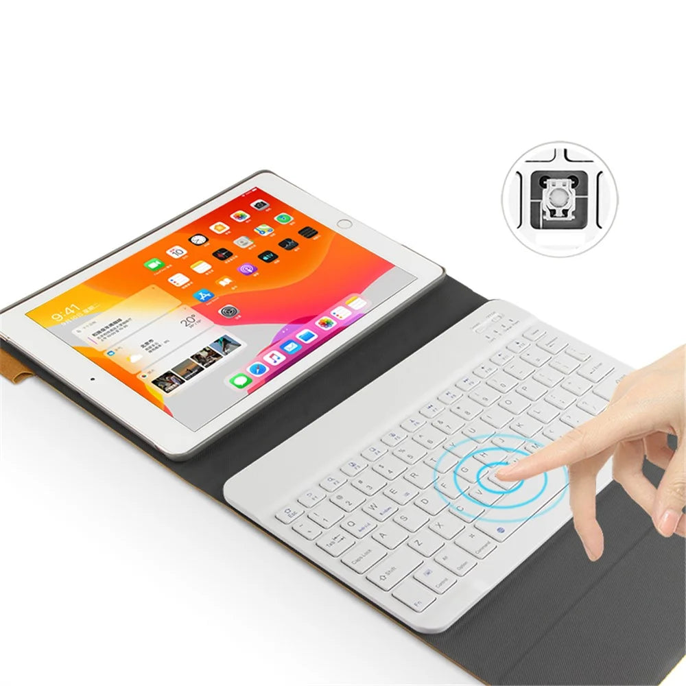 Detachable 2 in 1 Bluetooth-compatible Keyboard Tablet Protective Case for iPad Air 10.5 inch (2019)/Pro 10.5-inch (2017) - Brown/White Keyboard - 5