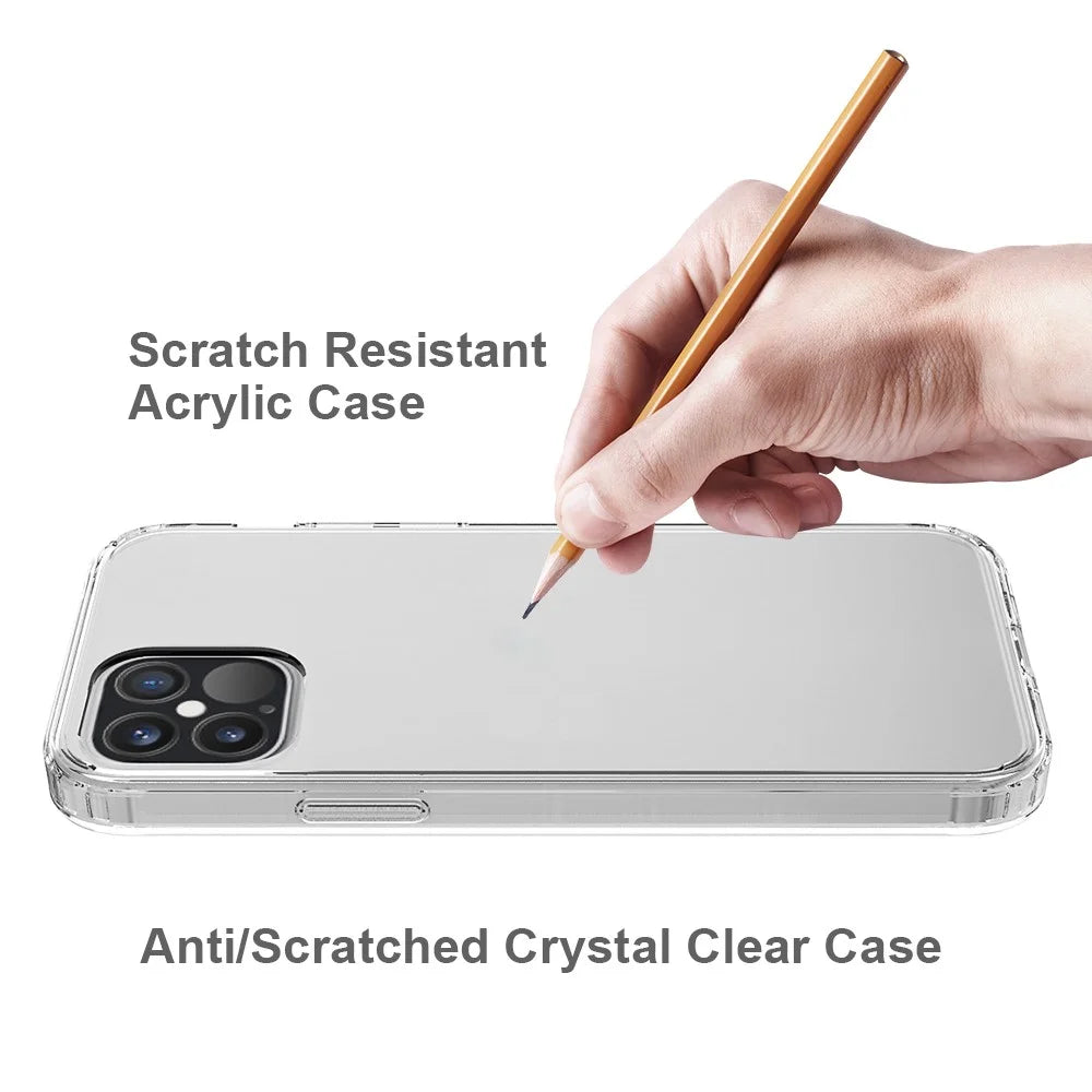 Cellphone Case Bag Scratch Resistant Acrylic + TPU Transparent Phone Shell for iPhone 12 Pro/12 - 5