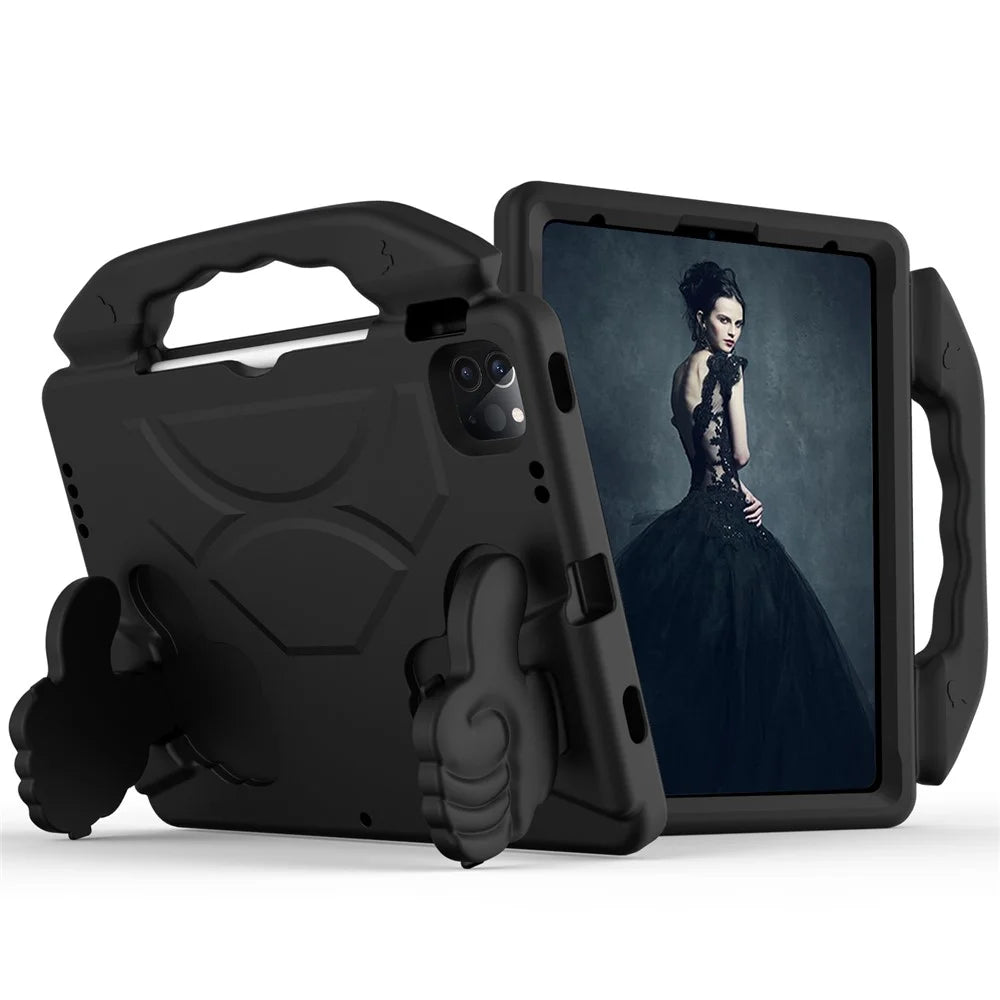 Shockproof Thumb Kickstand EVA Protective Case for iPad Air (2020) / Air (2022) / Pro 11 (2025) / 11 (2024) / (2021) / (2020) / (2022) - Black - 1