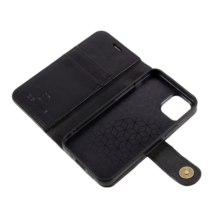 DG.MING For iPhone 12 mini 5.4 inch Phone Case Detachable 2 in 1 Leather Shockproof Shell Flip Protective Cover with Wallet - Black - 5