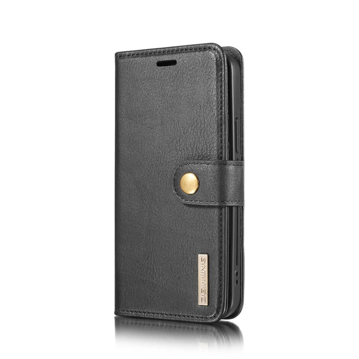 DG.MING Detachable 2-in-1 Split Leather Wallet Shell + PC Back Case Anti-scratch Phonr Shell Covering for iPhone 12 Pro / 12 - Black - 3