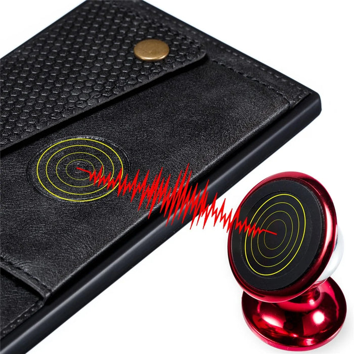 PU Leather Coated TPU Cover [Built-in Vehicle Magnetic Sheet] for iPhone 12 Pro Max 6.7-inch - Black - 7