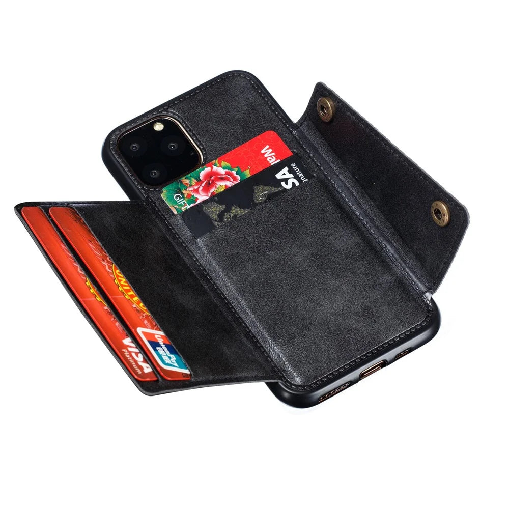 PU Leather Coated TPU Cover [Built-in Vehicle Magnetic Sheet] for iPhone 12 Pro/12 - Black - 6