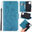 Imprint Butterfly Flower Leather Case with Strap for iPhone 12 mini - Blue - 1