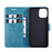 Imprint Butterfly Flower Leather Case with Strap for iPhone 12 mini - Blue - 6