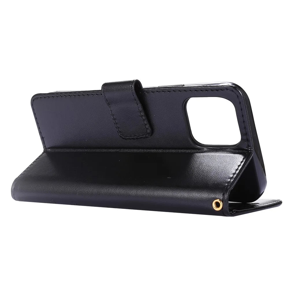 Imprint Butterfly Flower Leather Cover with Wallet for iPhone 12 Pro/12 - Black - 4