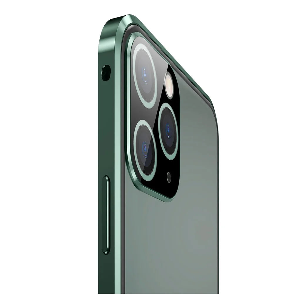 Magnetic Installation Metal Frame + Double Sided HD Tempered Glass Full Covering Case for iPhone 11 Pro 5.8 inch - Green - 6
