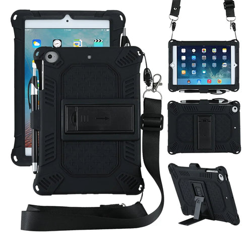 Kickstand PC Soft Silicone Case with Hanging Rope for Apple iPad mini (2019) 7.9 inch/4/3/2/1 - Black - 1