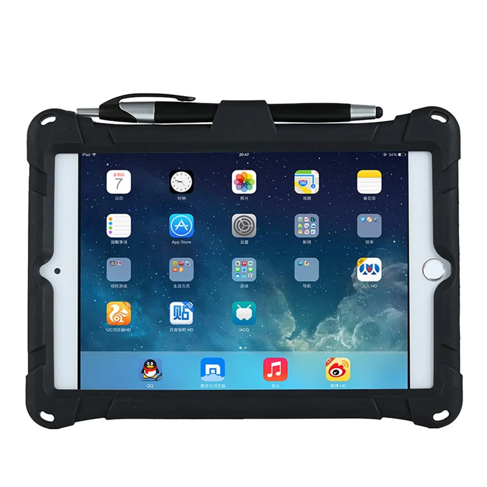 Kickstand PC Soft Silicone Case with Hanging Rope for Apple iPad mini (2019) 7.9 inch/4/3/2/1 - Black - 3