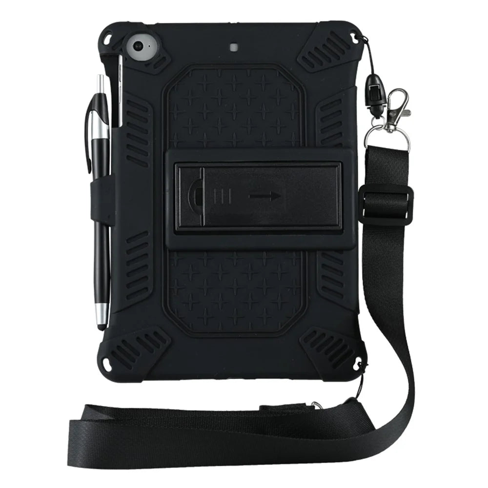 Kickstand PC Soft Silicone Case with Hanging Rope for Apple iPad mini (2019) 7.9 inch/4/3/2/1 - Black - 6
