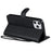 For iPhone 12 Pro Max Case Solid Color Leather Mobile Cover Wallet Stand with Strap - Black - 7