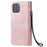 For iPhone 12 Pro Case Solid Color Leather Mobile Cover Wallet Stand with Strap - Rose Gold - 3