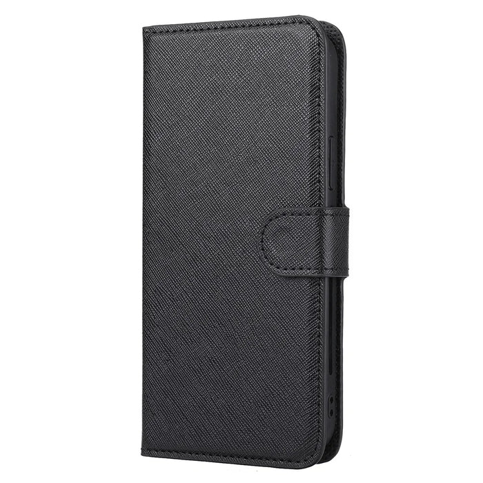 Cross Skin Leather Removable TPU Back Shell for iPhone 12 Pro Max 6.7 inch - Black - 2
