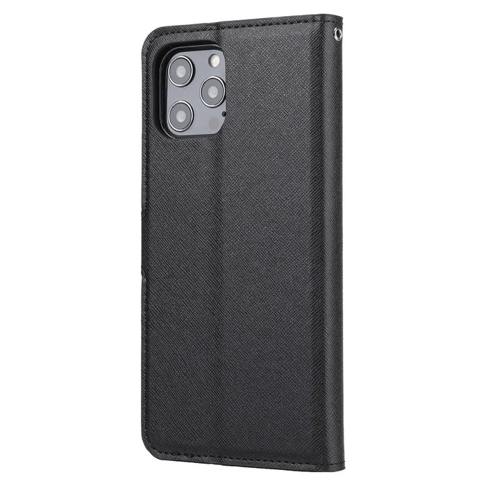 Cross Skin Leather Removable TPU Back Shell for iPhone 12 Pro Max 6.7 inch - Black - 3