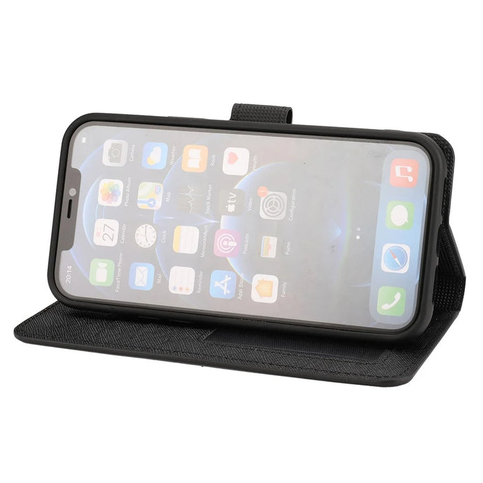 Cross Skin Leather Removable TPU Back Shell for iPhone 12 Pro Max 6.7 inch - Black - 5