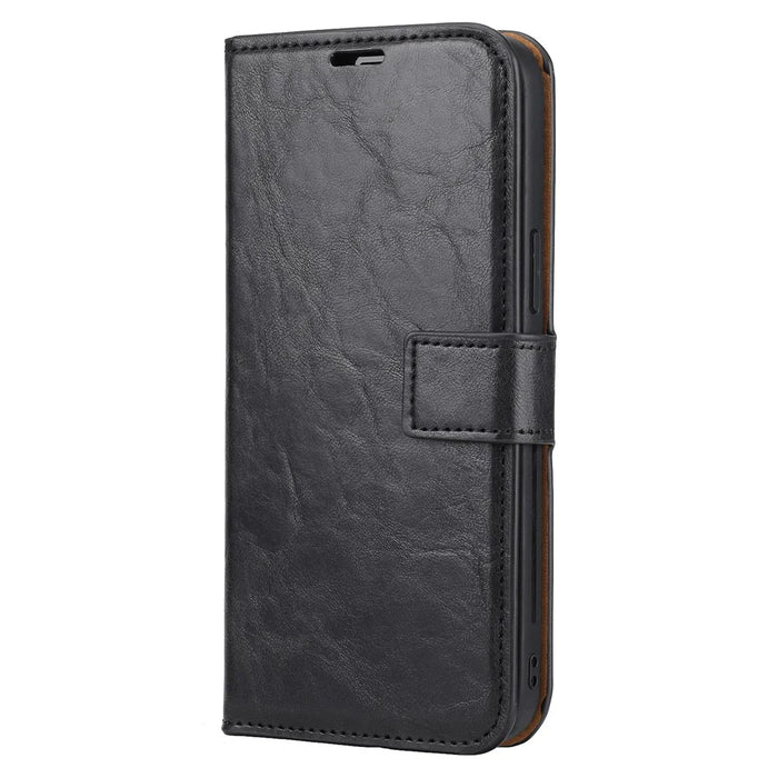 Crazy Horse Skin Unique Leather Case Cover for iPhone 12 Pro Max 6.7-inch - Black - 2