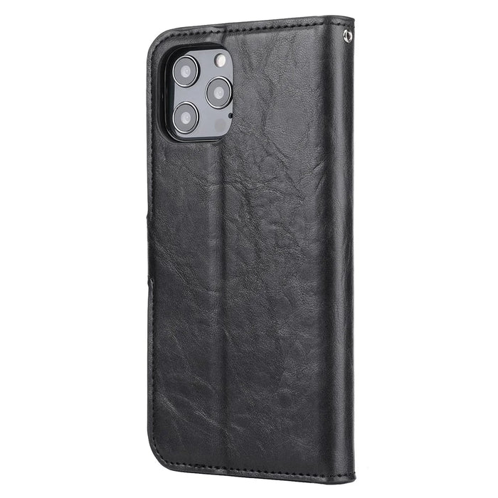 Crazy Horse Skin Unique Leather Case Cover for iPhone 12 Pro Max 6.7-inch - Black - 3