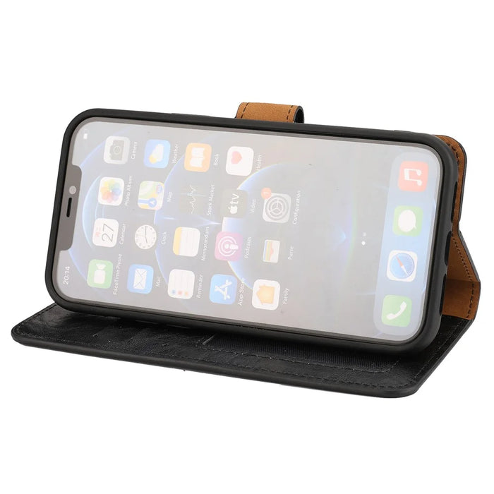 Crazy Horse Skin Unique Leather Case Cover for iPhone 12 Pro Max 6.7-inch - Black - 4