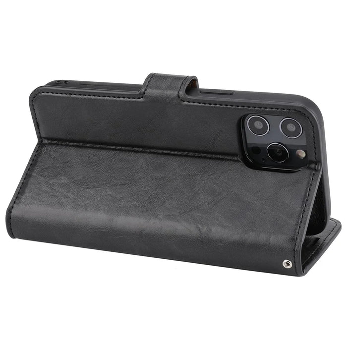 Crazy Horse Skin Unique Leather Case Cover for iPhone 12 Pro Max 6.7-inch - Black - 5