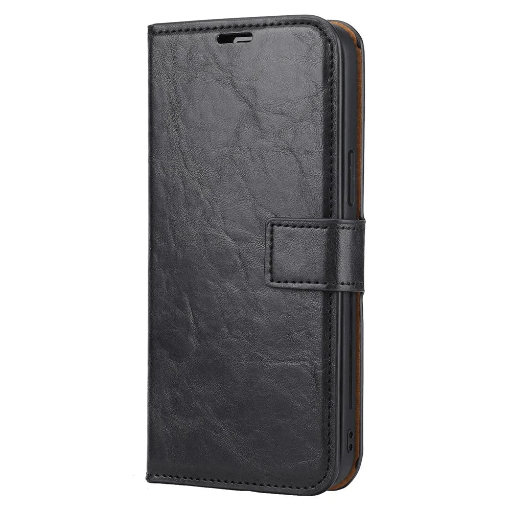 Crazy Horse Skin Unique Leather Case Cover for iPhone 12 Pro/12 - Black - 2