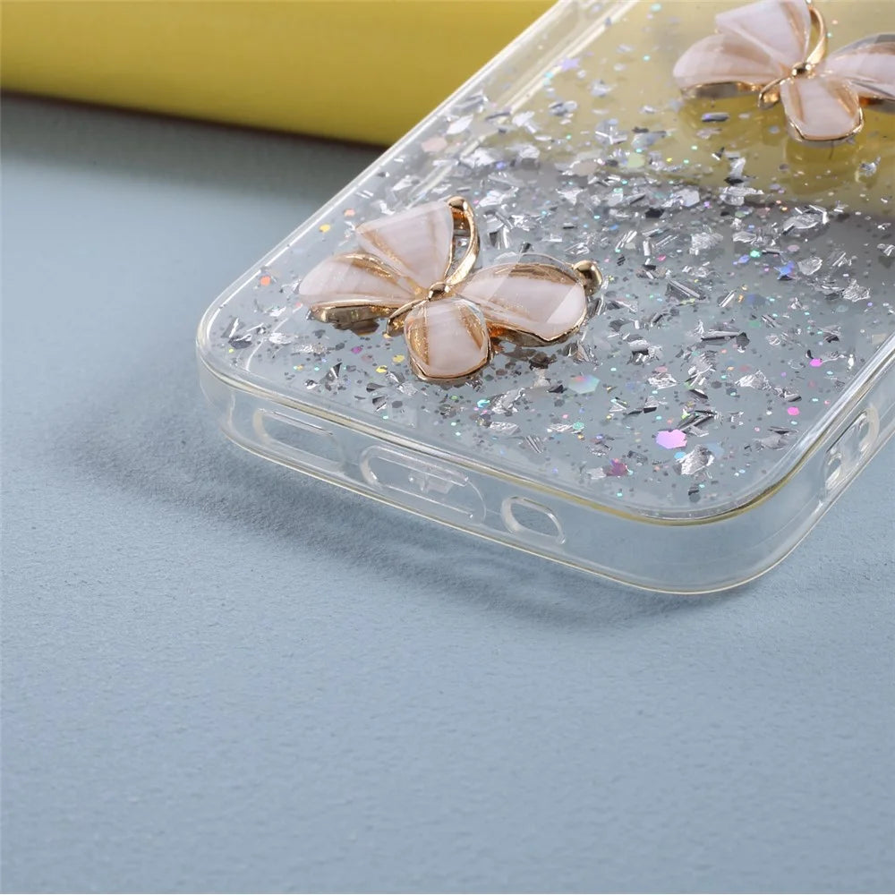 3D Butterfly Pattern Epoxy TPU Shell Case for iPhone 12 mini - Transparent - 4
