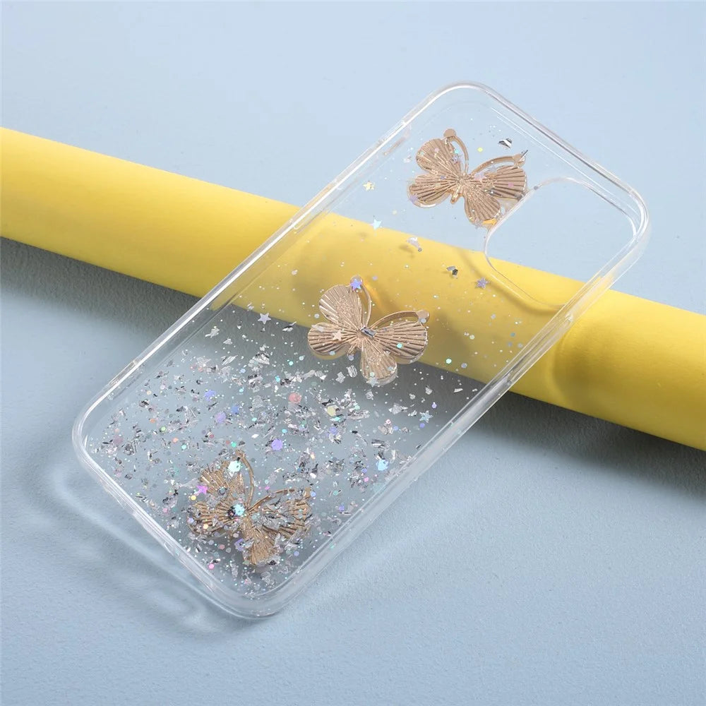 3D Butterfly Pattern Epoxy TPU Shell Case for iPhone 12 mini - Transparent - 5