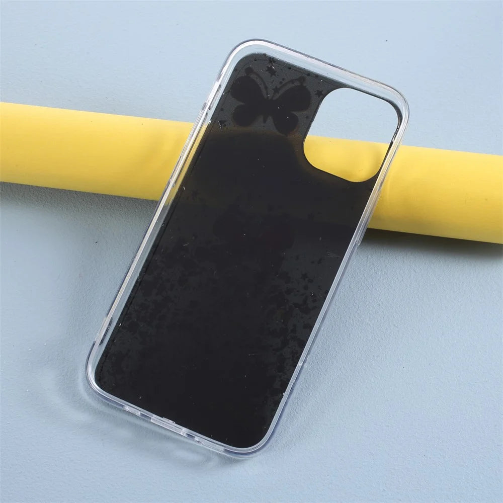 3D Butterfly Pattern Epoxy TPU Back Case for iPhone 12 Pro/12 - Black - 5