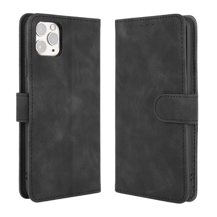 Skin-touch Wallet Stand Leather Cell Phone Cover for iPhone 12 mini - Black - 2