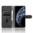 Skin-touch Wallet Stand Leather Cell Phone Cover for iPhone 12 mini - Black - 5