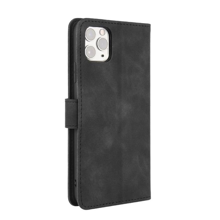 Skin-touch Wallet Stand Leather Cell Phone Cover for iPhone 12 mini - Black - 7